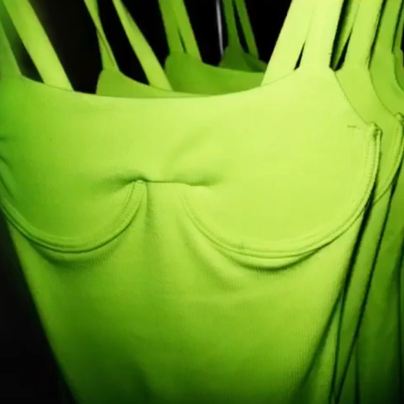 Neon Green Bodycon Ribbed Dress - Picture 4 of 4